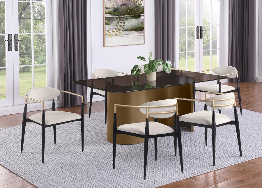Modal Additional Images for Bradbury Fabric Upholstered Dining Arm Chair Beige (Set of 2)
