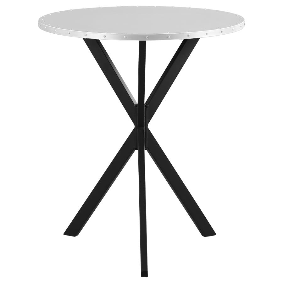 Kenzo Round 32-inch Galvanized Steel Bistro Bar Table Silver (image for) Kenzo Round 32-inch Galvanized Steel Bistro Bar Table Silver
