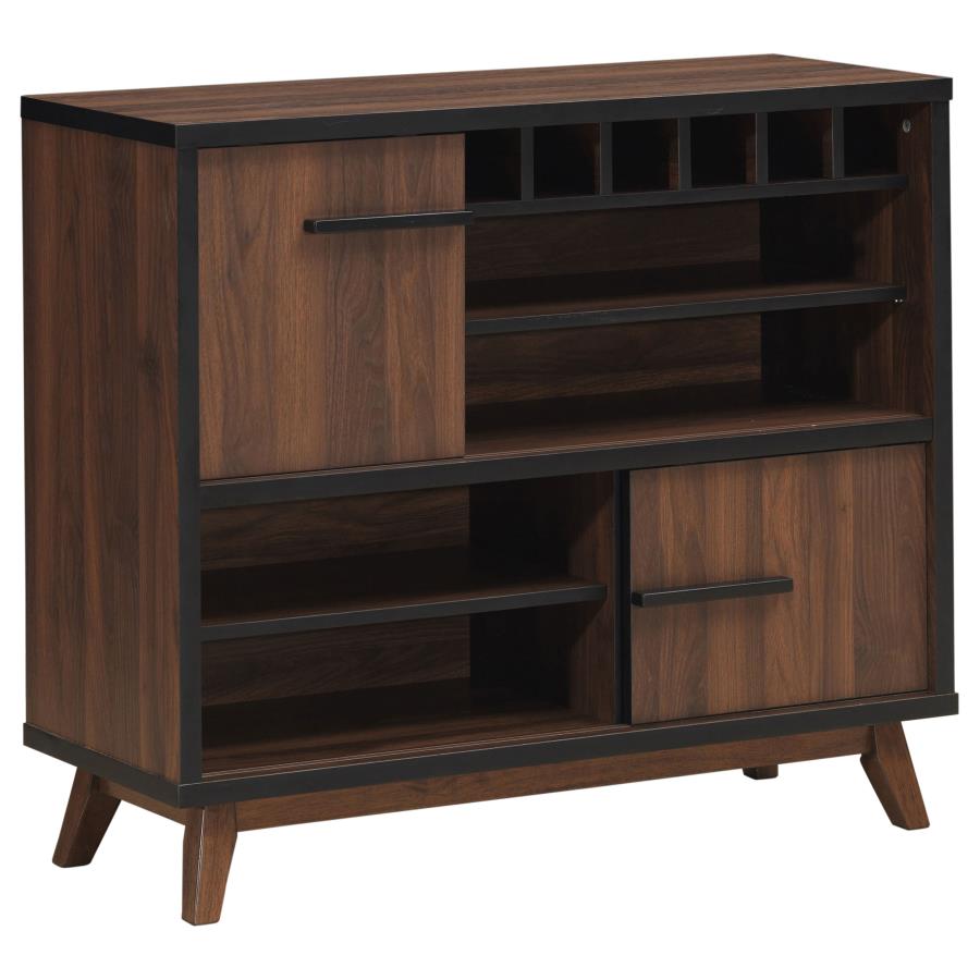 Ezekiel 2-door Home Bar Wine Storage Cabinet Walnut (image for) Ezekiel 2-door Home Bar Wine Storage Cabinet Walnut