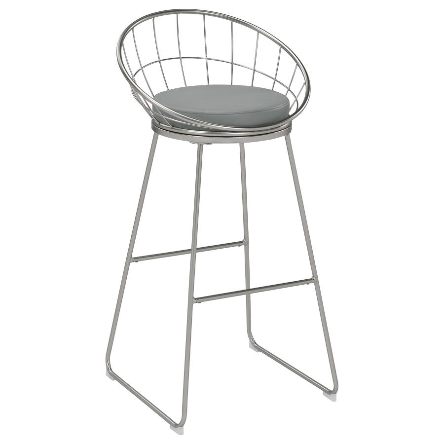 Glenbrook Faux Leather Bar Stool Satin Nickel (Set of 2)
