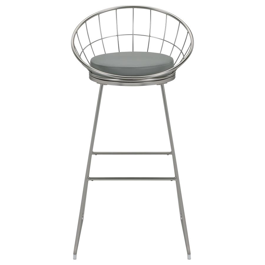 Glenbrook Faux Leather Bar Stool Satin Nickel (Set of 2)