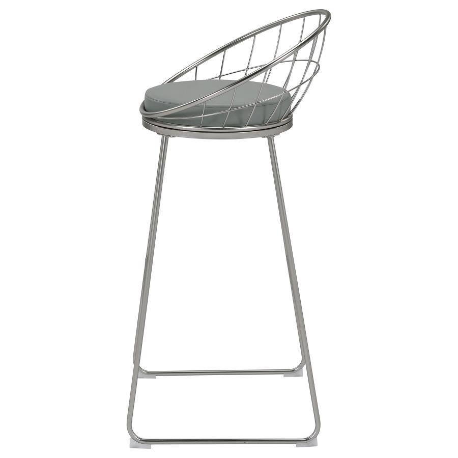 Glenbrook Faux Leather Bar Stool Satin Nickel (Set of 2)