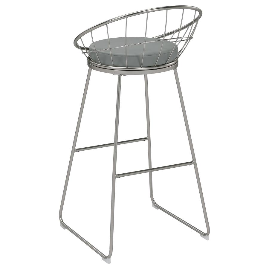 Glenbrook Faux Leather Bar Stool Satin Nickel (Set of 2)