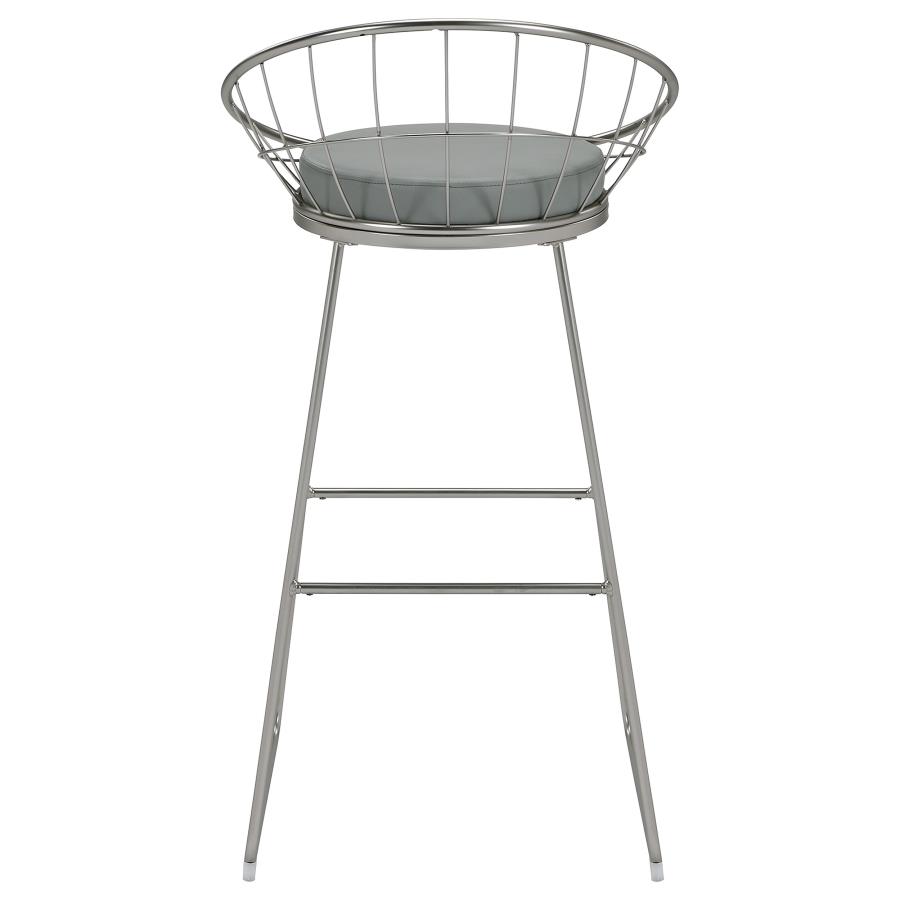 Glenbrook Faux Leather Bar Stool Satin Nickel (Set of 2)