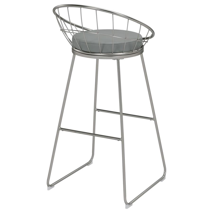 Glenbrook Faux Leather Bar Stool Satin Nickel (Set of 2)