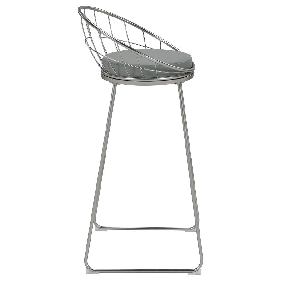 Glenbrook Faux Leather Bar Stool Satin Nickel (Set of 2)