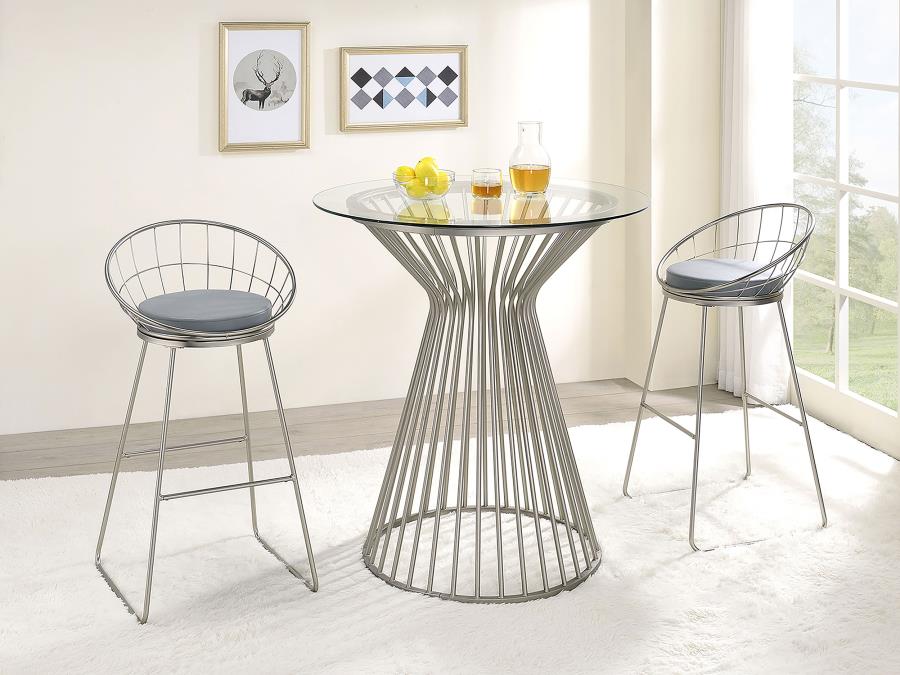 Modal Additional Images for Glenbrook Faux Leather Bar Stool Satin Nickel (Set of 2)