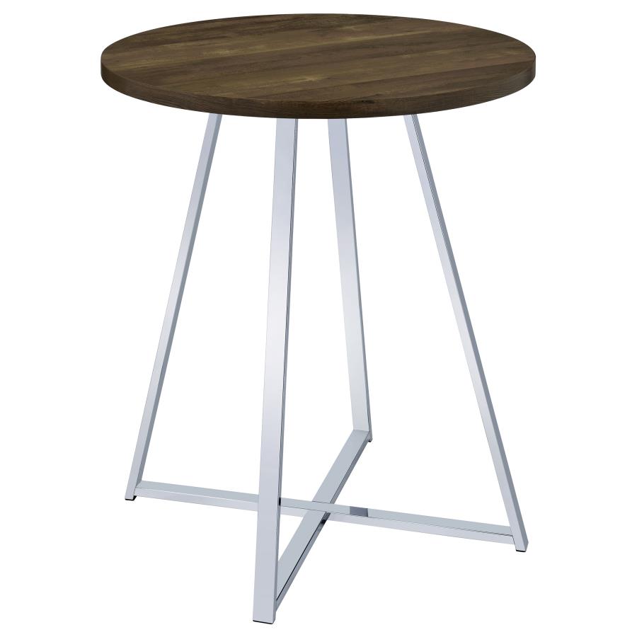Burkhart Round 35-inch Pub Height Bistro Bar Table Brown Oak (image for) Burkhart Round 35-inch Pub Height Bistro Bar Table Brown Oak