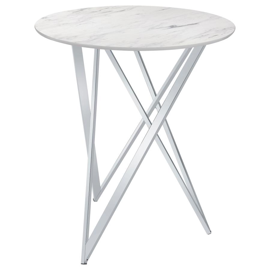 Bexter Round 35-inch Faux Marble Bistro Bar Table Chrome (image for) Bexter Round 35-inch Faux Marble Bistro Bar Table Chrome