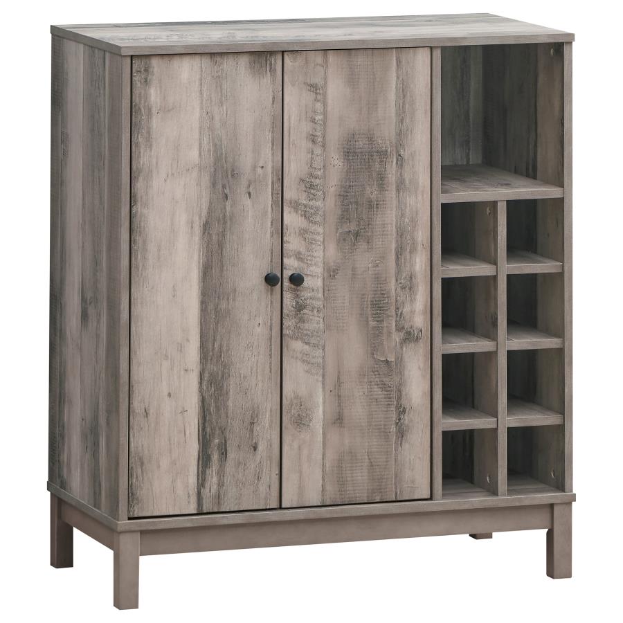 Cheyenne 2-door Home Bar Wine Cabinet Weathered Acacia (image for) Cheyenne 2-door Home Bar Wine Cabinet Weathered Acacia