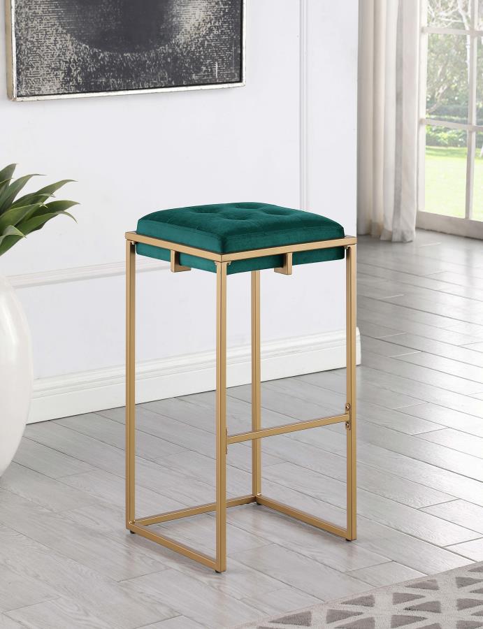 Nadia Upholstered Backless Bar Stool Green (Set of 2)