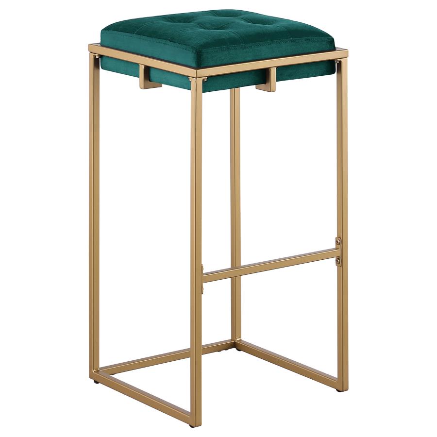 Nadia Upholstered Backless Bar Stool Green (Set of 2)