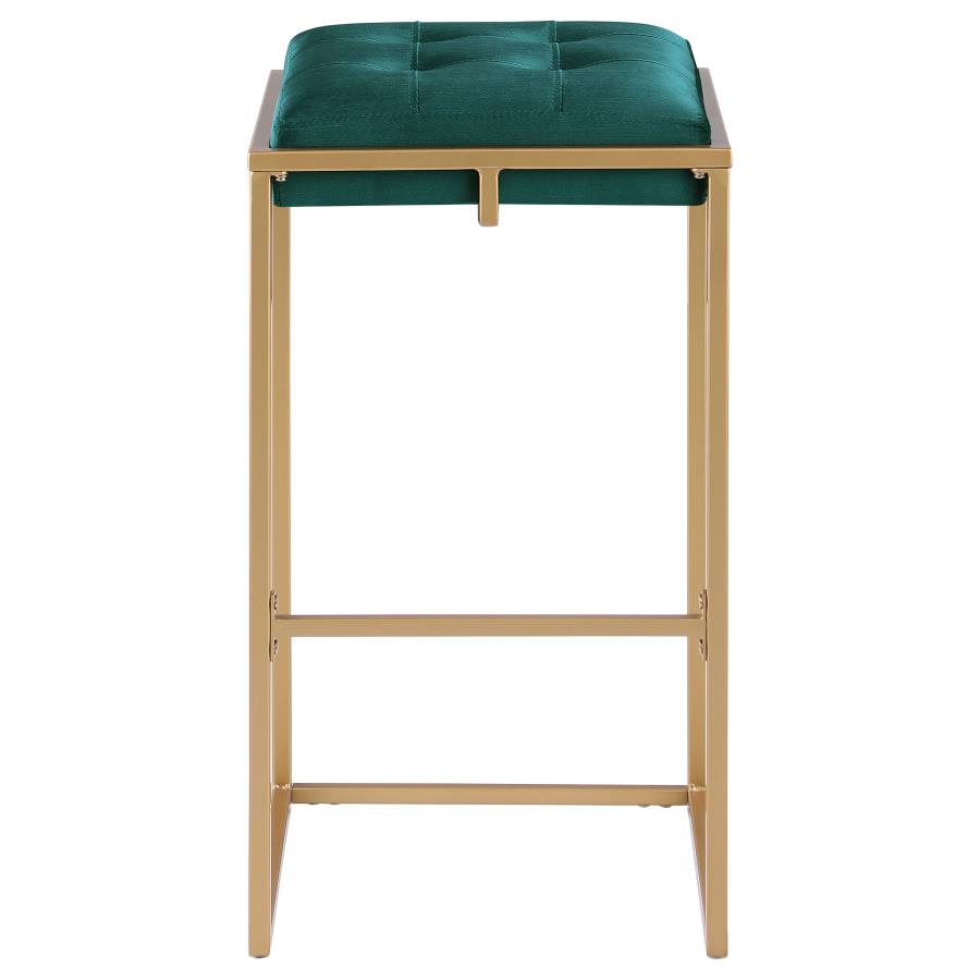 Nadia Upholstered Backless Bar Stool Green (Set of 2)