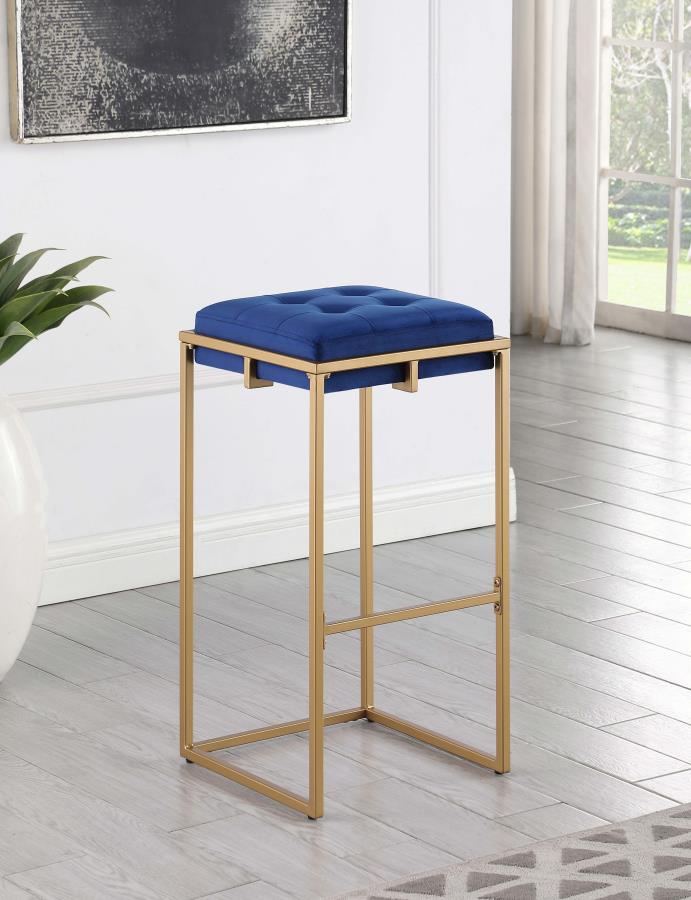 Nadia Upholstered Backless Bar Stool Blue (Set of 2)