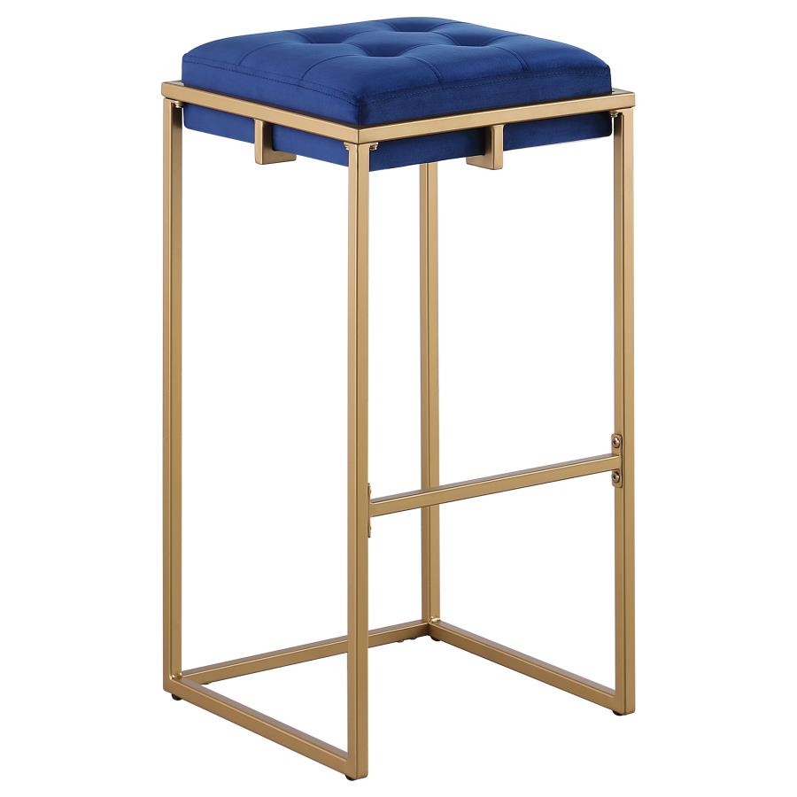 Nadia Upholstered Backless Bar Stool Blue (Set of 2)