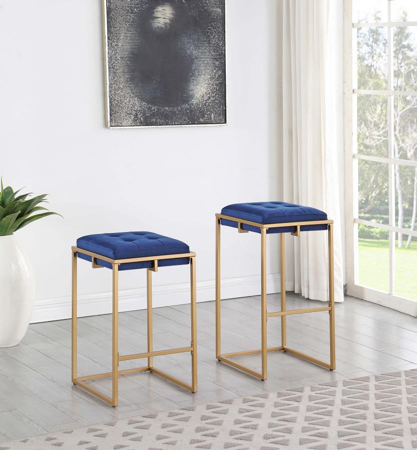 Modal Additional Images for Nadia Upholstered Backless Bar Stool Blue (Set of 2)