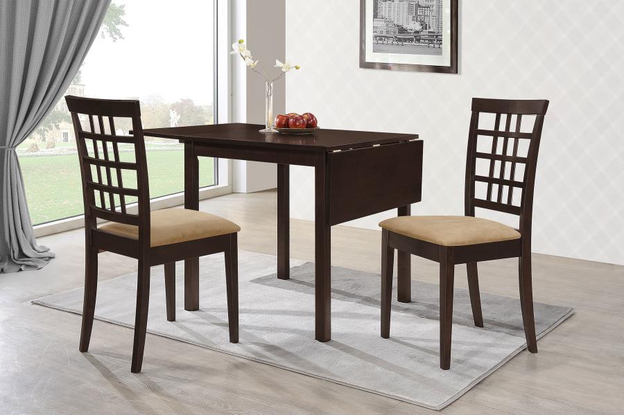 Kelso 3-piece Drop Leaf Dining Table Set Cappuccino and Tan (image for) Kelso 3-piece Drop Leaf Dining Table Set Cappuccino and Tan