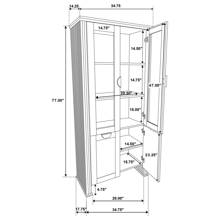 Modal Additional Images for Adina 77-inch Tall Display Cabinet Distressed Light Brown