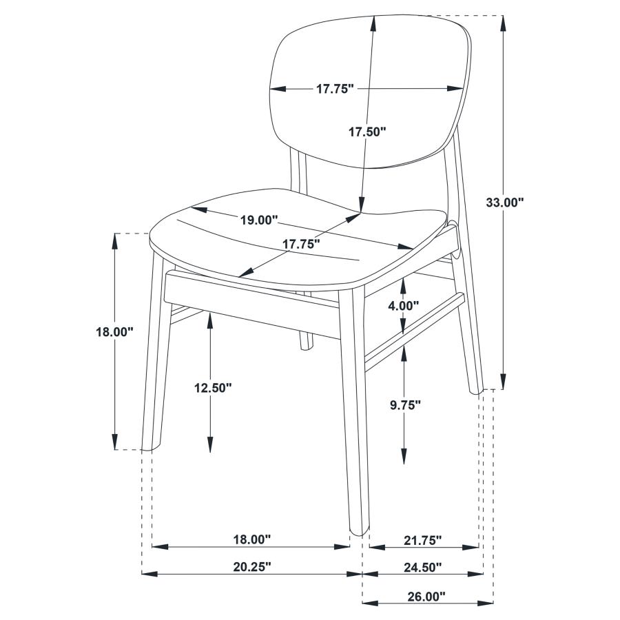 Benford Dining Side Chair Wood Seat Dark Brown (Set of 2)