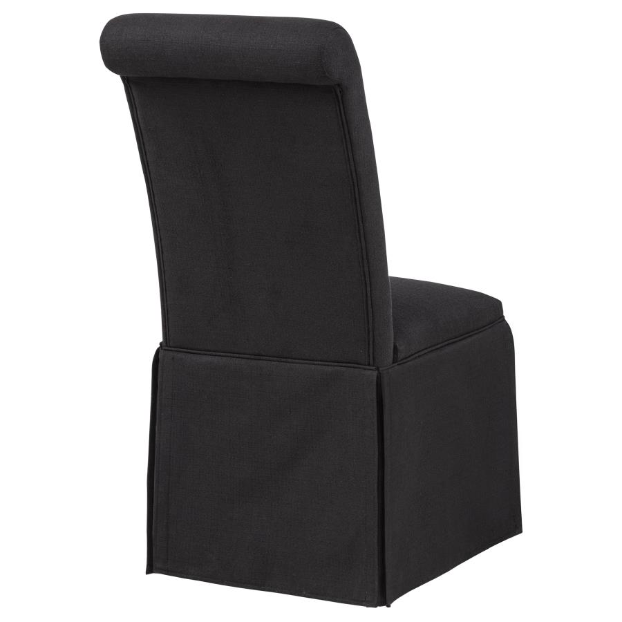 Shawna Upholstered Skirted Side Chair Black (Set of 2)