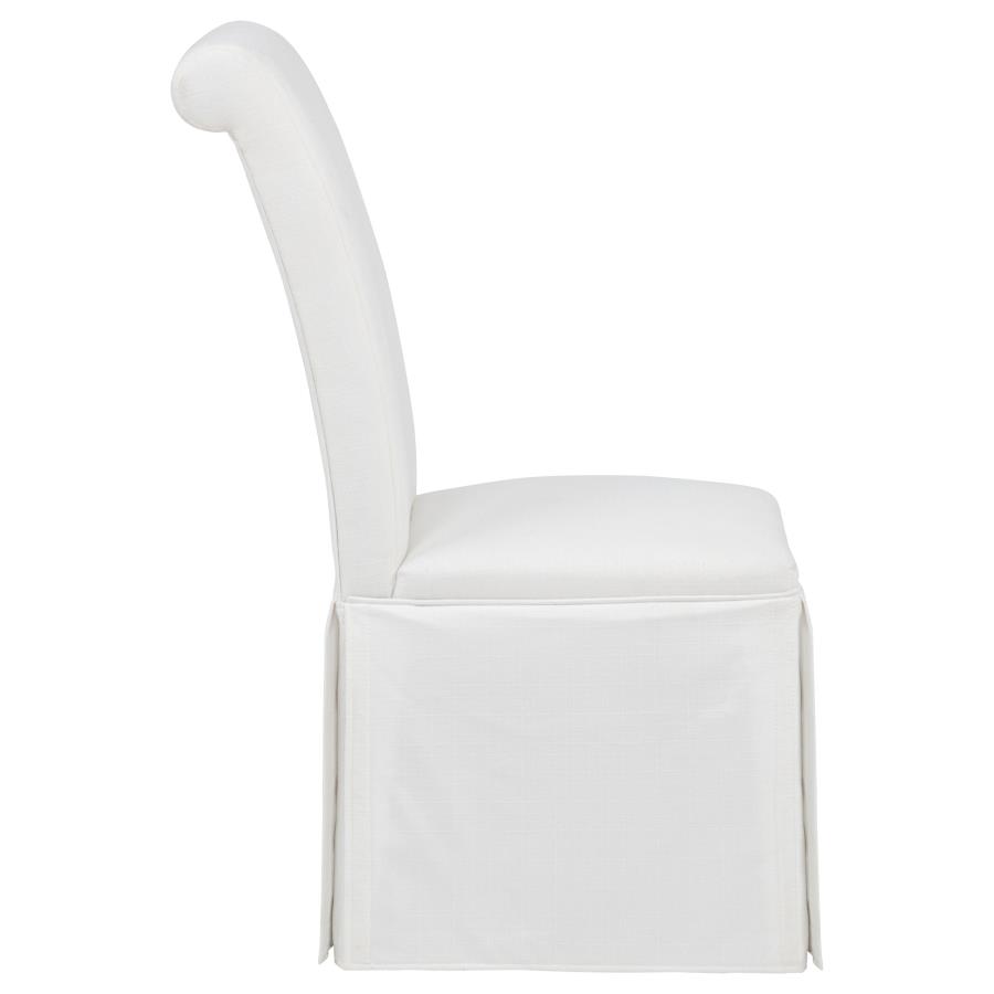 Shawna Upholstered Skirted Side Chair White (Set of 2)