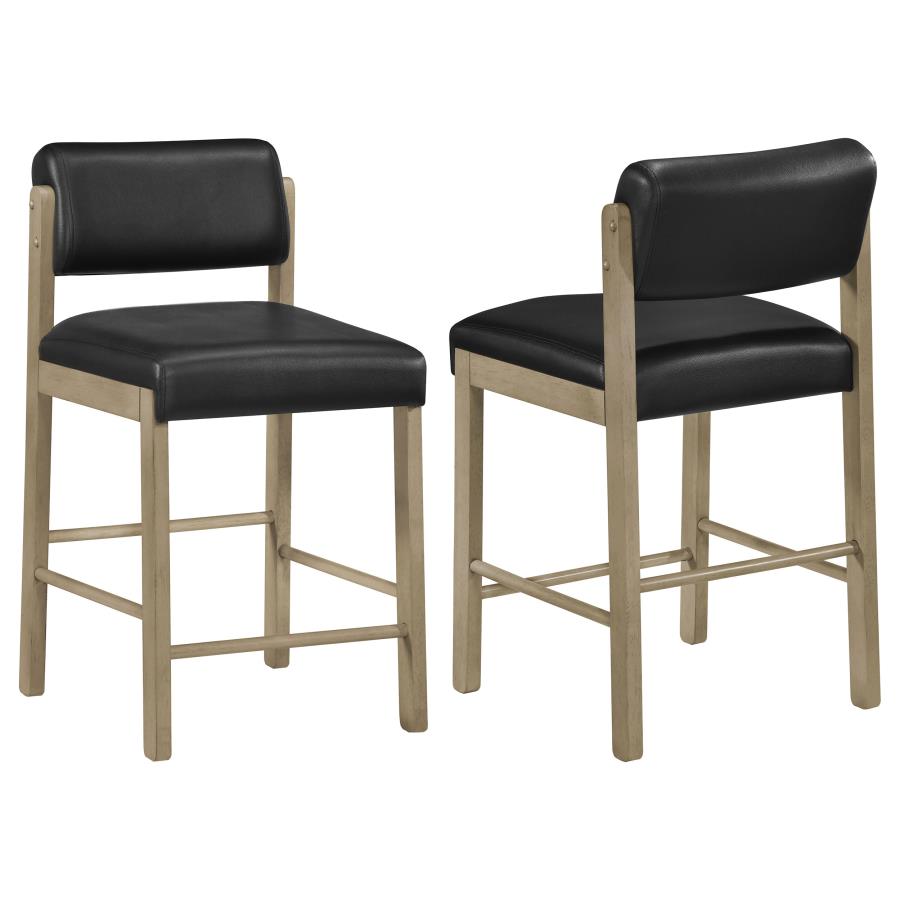 (image for) Kehoe Upholstered Counter Height Chair Black and Natural Oak (Set of 2)