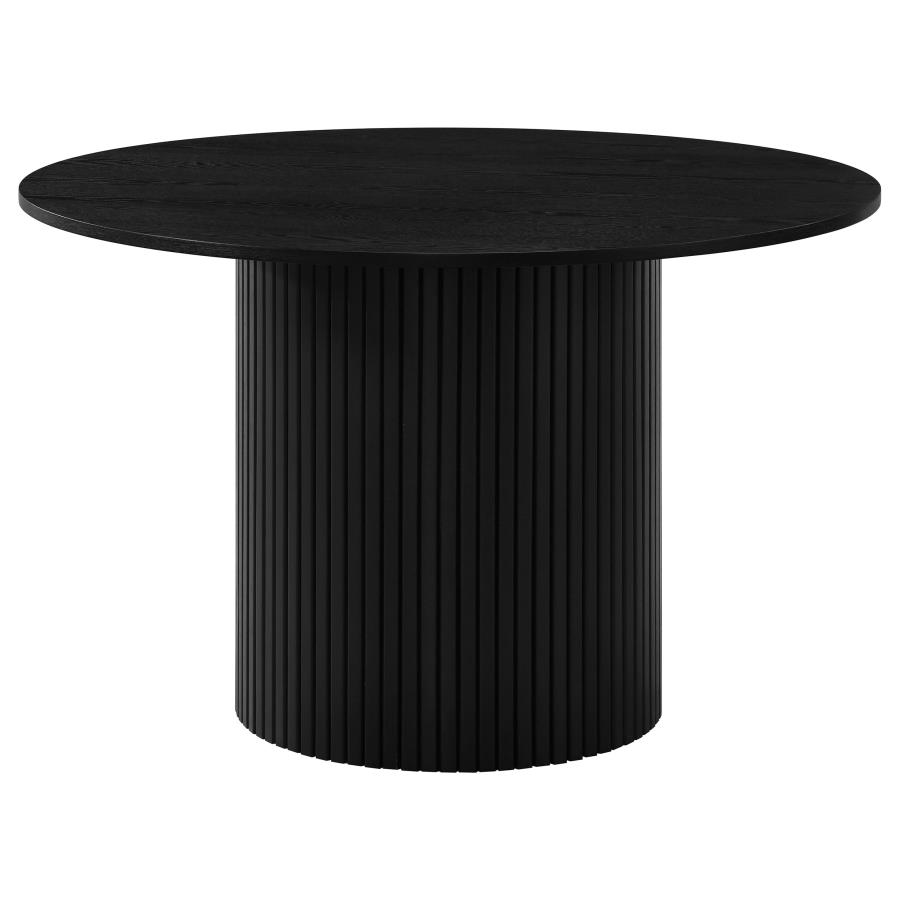 Hamlyn 5-piece Round Wood Dining Set Wheat and Black