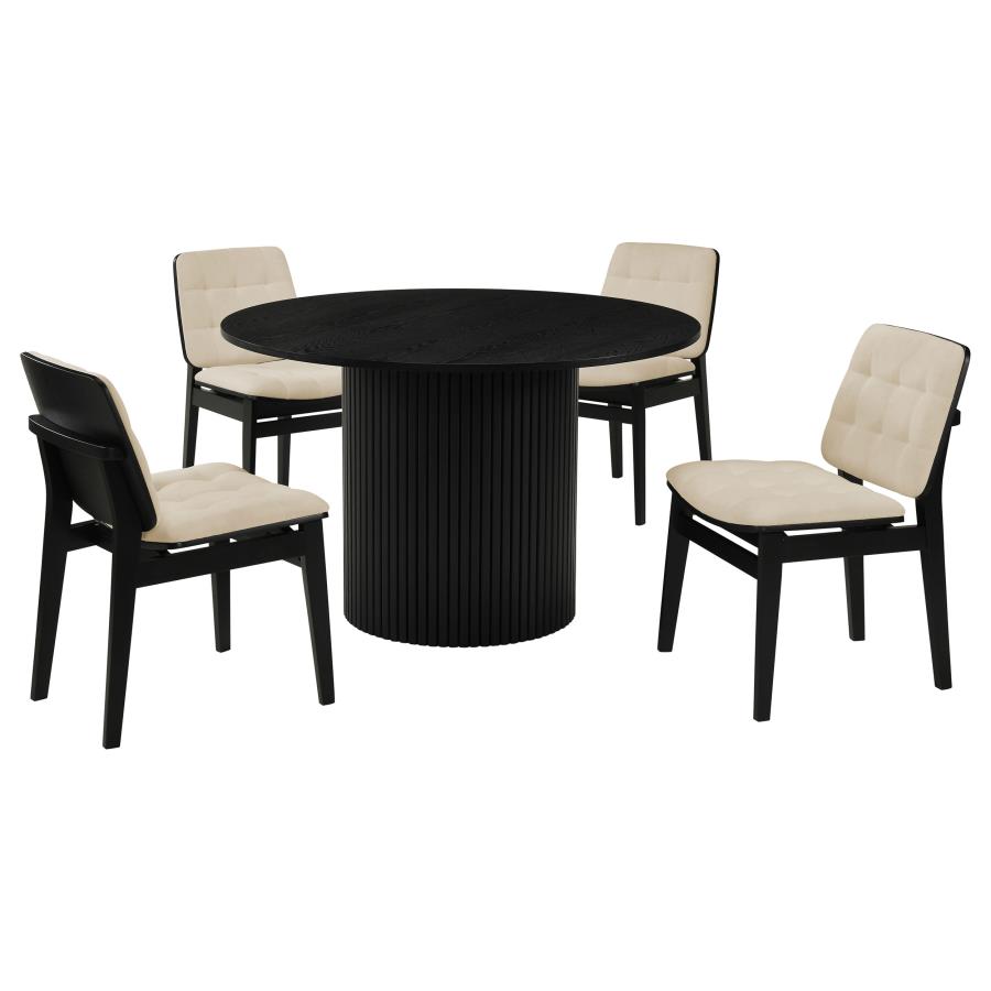 (image for) Hamlyn 5-piece Round Wood Dining Set Cream and Black