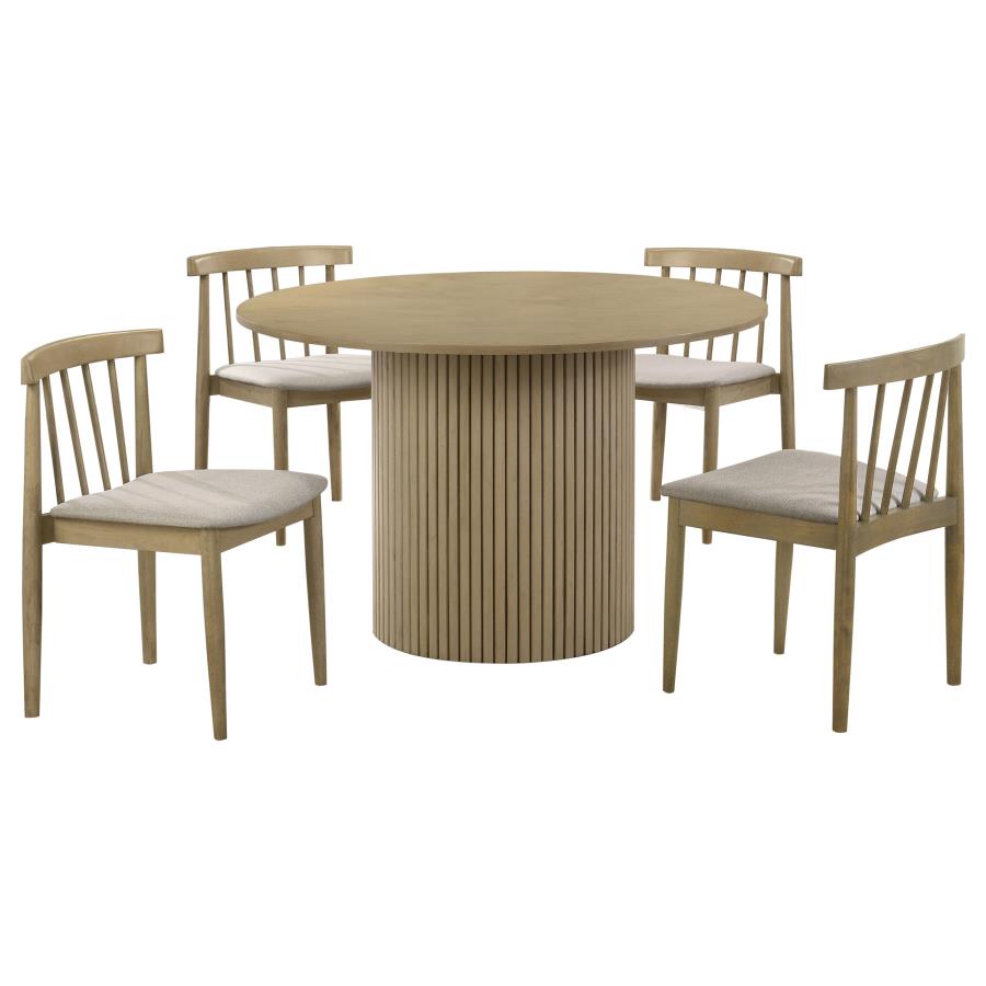 (image for) Hamlyn 5-piece Round Wood Dining Set Wheat and Natural Oak
