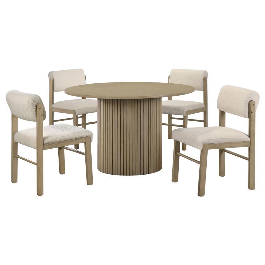 (image for) Hamlyn 5-piece Round Wood Dining Set Cream and Natural Oak