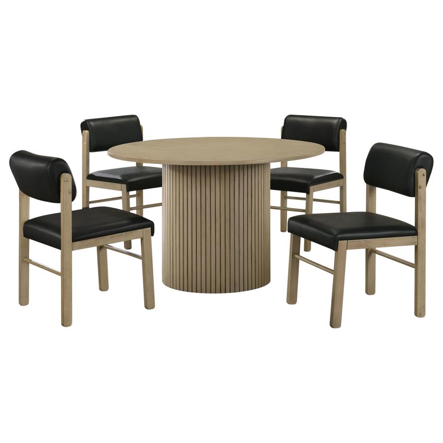 (image for) Hamlyn 5-piece Round Wood Dining Set Black and Natural Oak