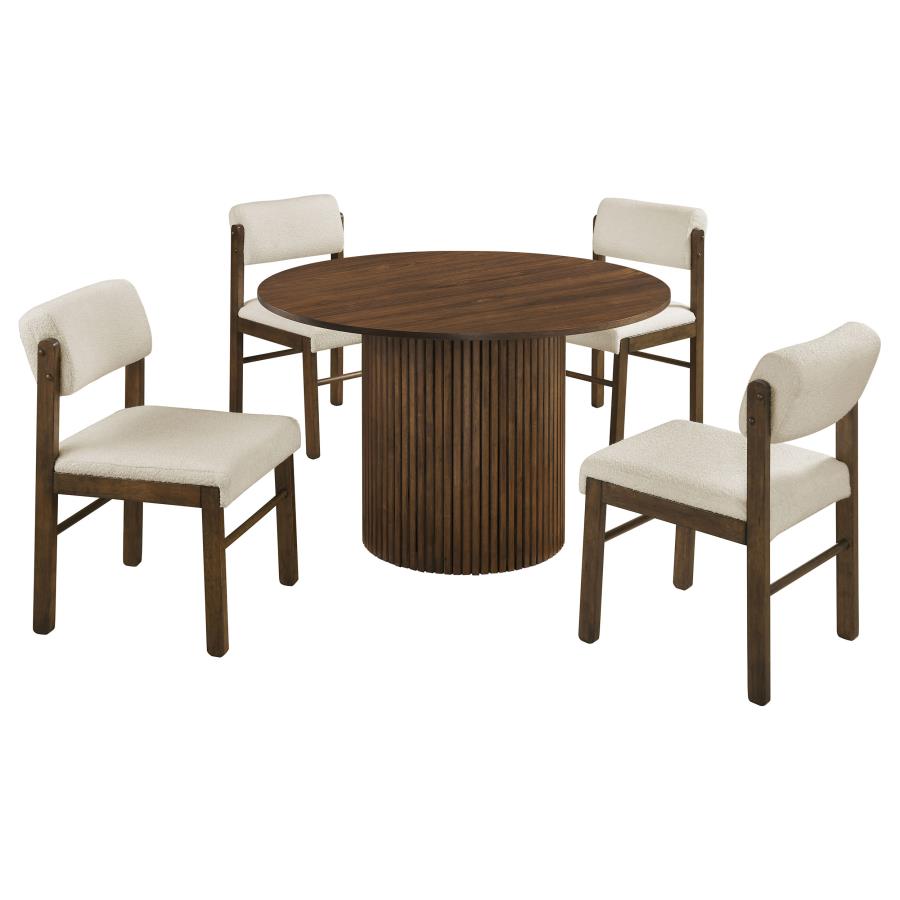 (image for) Hamlyn 5-piece Round Wood Dining Set Cream and Walnut