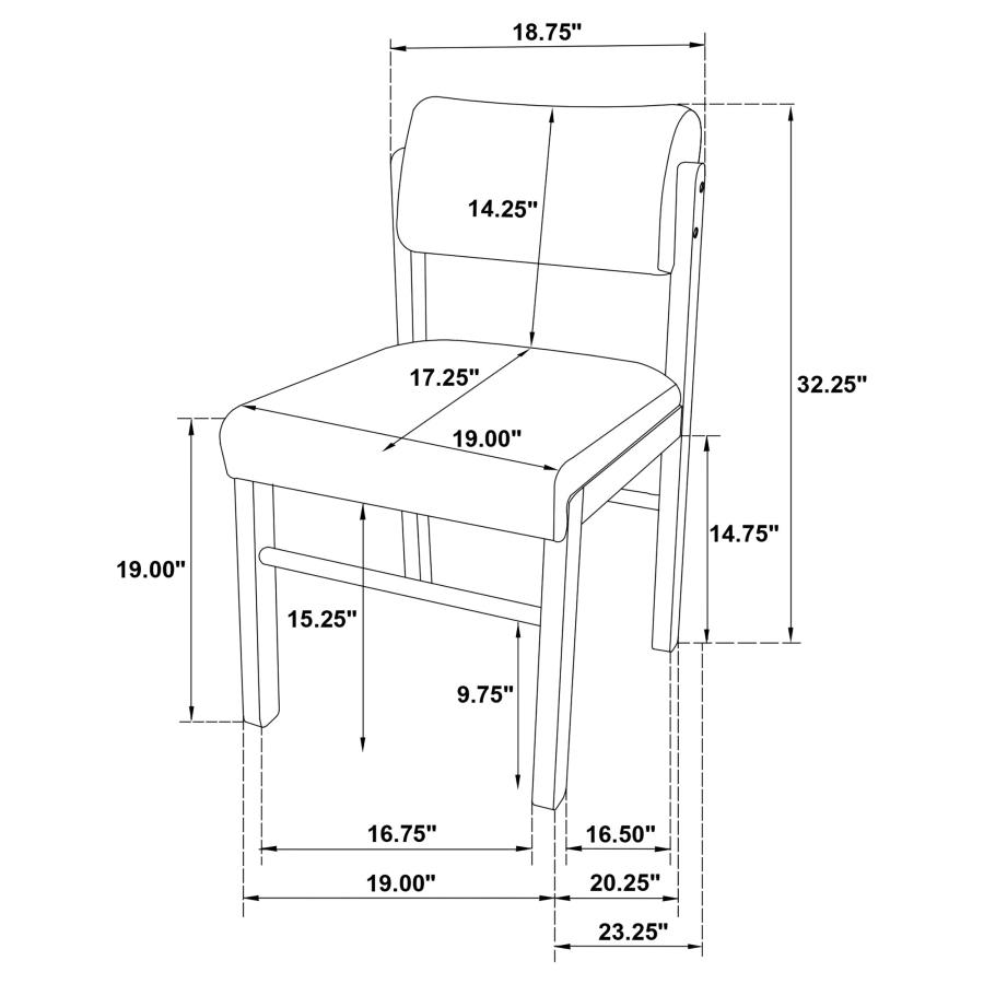 Modal Additional Images for Kehoe Upholstered Dining Side Chair Cream and Walnut (Set of 2)