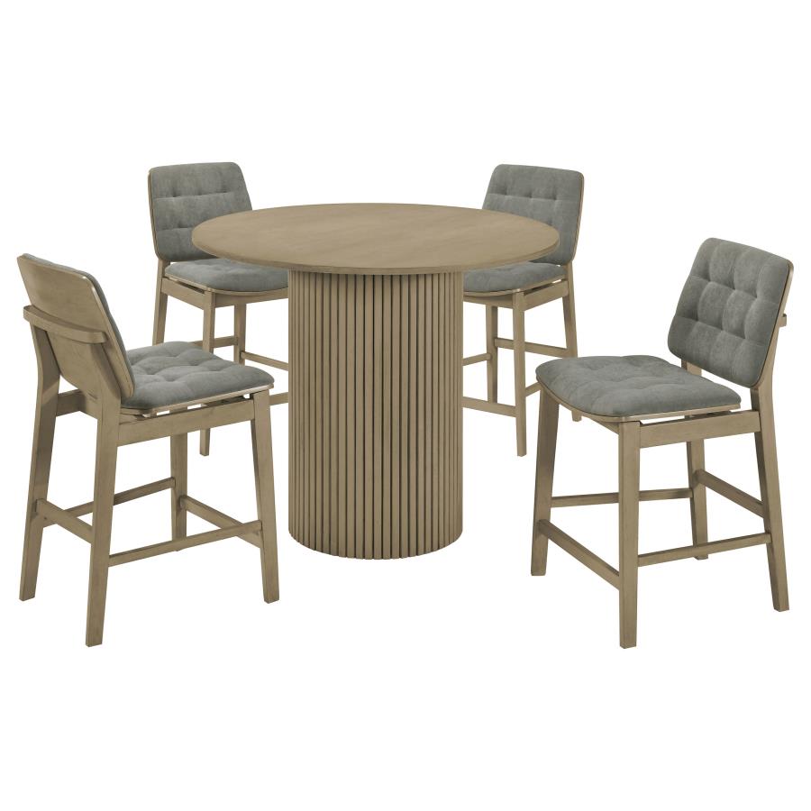 (image for) Hamlyn 5-piece Round Wood Counter Height Dining Set Grey and Natural Oak