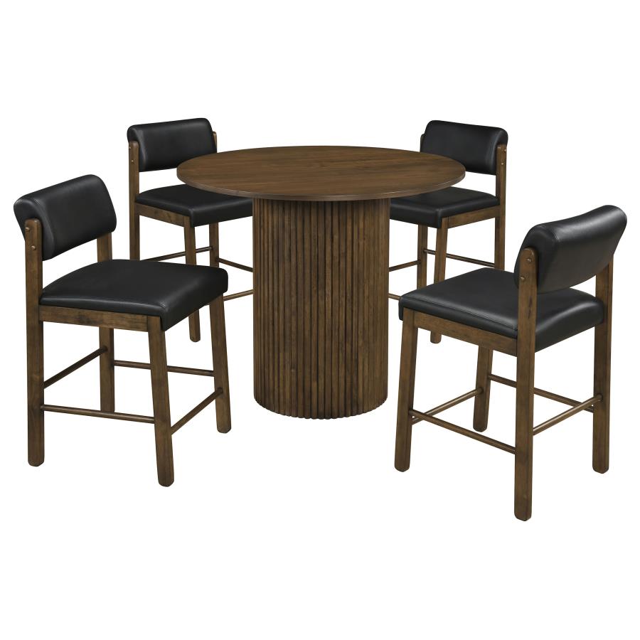 (image for) Hamlyn 5-piece Round Wood Counter Height Dining Set Black and Walnut