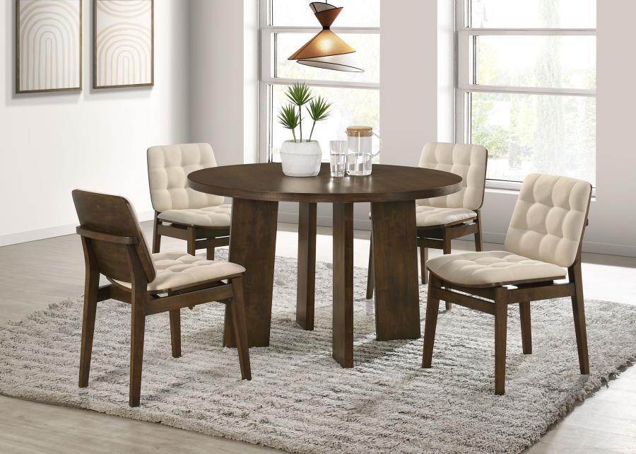 Strouse 47-inch Round Wood Dining Room Table Walnut