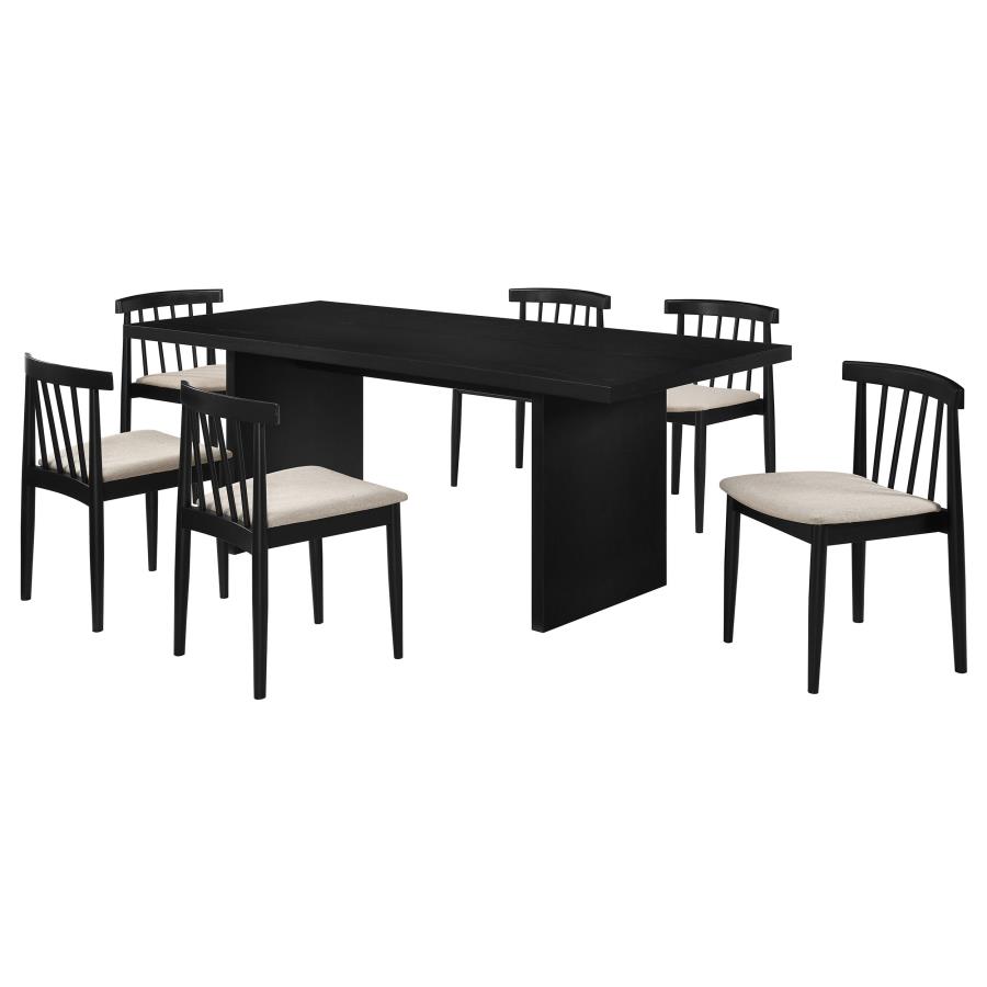 (image for) Decker 7-piece 82-inch Rectangular Dining Set Wheat and Black