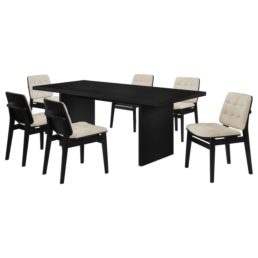 (image for) Decker 7-piece 82-inch Rectangular Dining Set Cream and Black