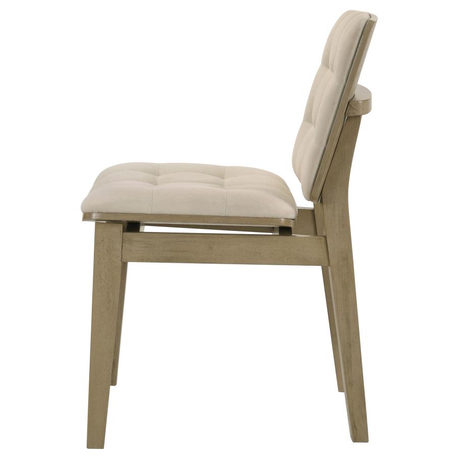 Redbridge Velvet Upholstered Side Chair Cream and Natural Oak (Set of 2)