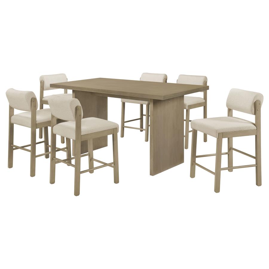 (image for) Decker 7-piece 70-inch Rectangular Counter Height Dining Set Cream and Natural Oak