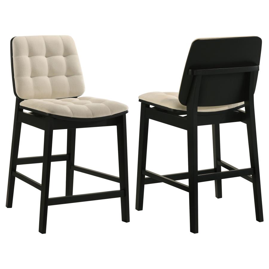 (image for) Redbridge Velvet Upholstered Counter Chair Cream and Black (Set of 2)
