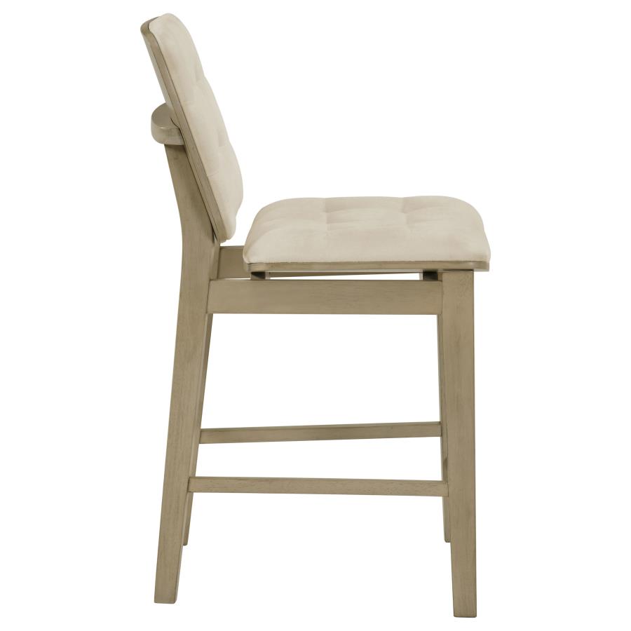 Redbridge Velvet Upholstered Counter Chair Cream and Natural Oak (Set of 2)