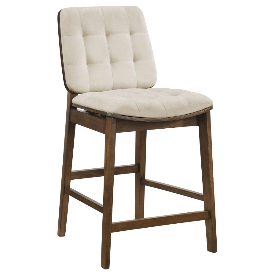Redbridge Velvet Upholstered Counter Chair Cream and Walnut (Set of 2)