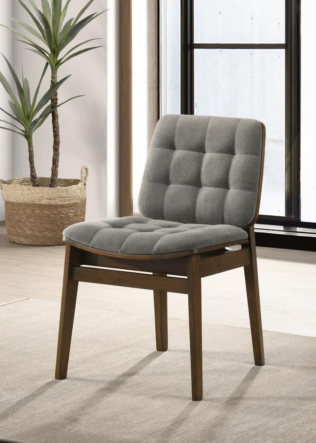 Redbridge Velvet Upholstered Side Chair Grey and Walnut (Set of 2)