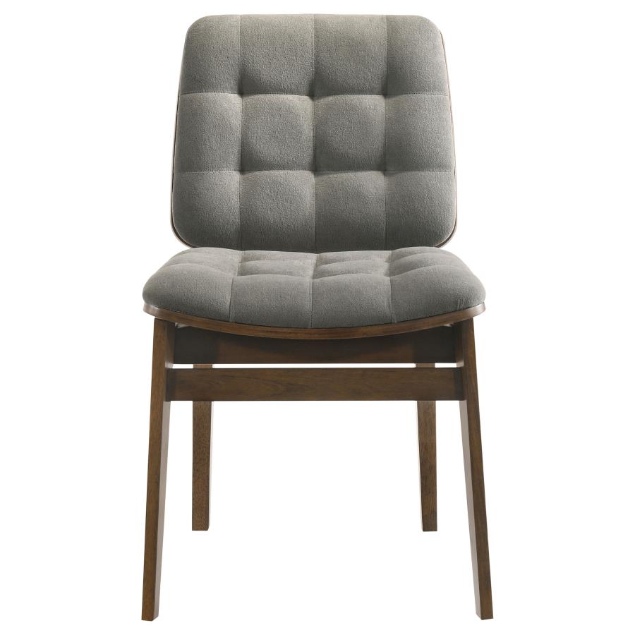 Redbridge Velvet Upholstered Side Chair Grey and Walnut (Set of 2)