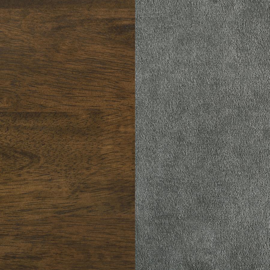 Redbridge Velvet Upholstered Side Chair Grey and Walnut (Set of 2)