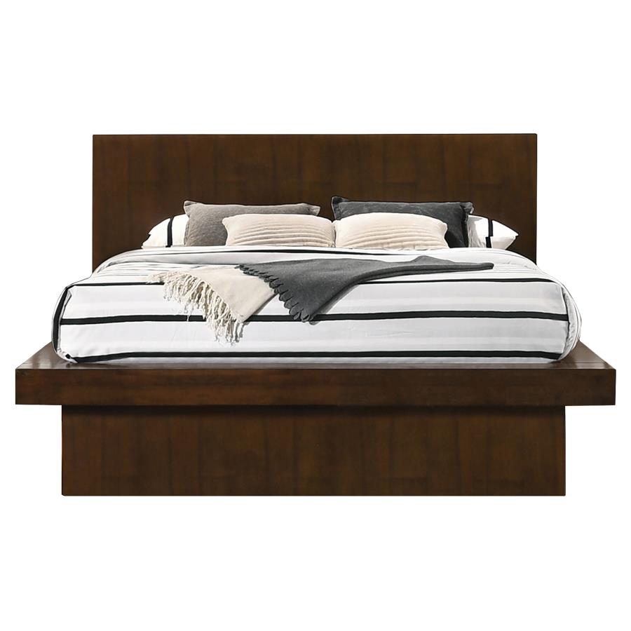 Jessica Wood Eastern King LED Panel Bed Cappuccino (image for) Jessica Wood Eastern King LED Panel Bed Cappuccino