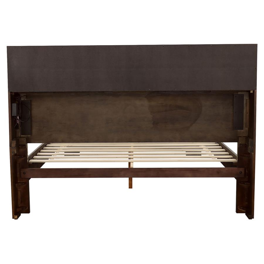 Jessica California King LED Storage Bookcase Bed Cappuccino