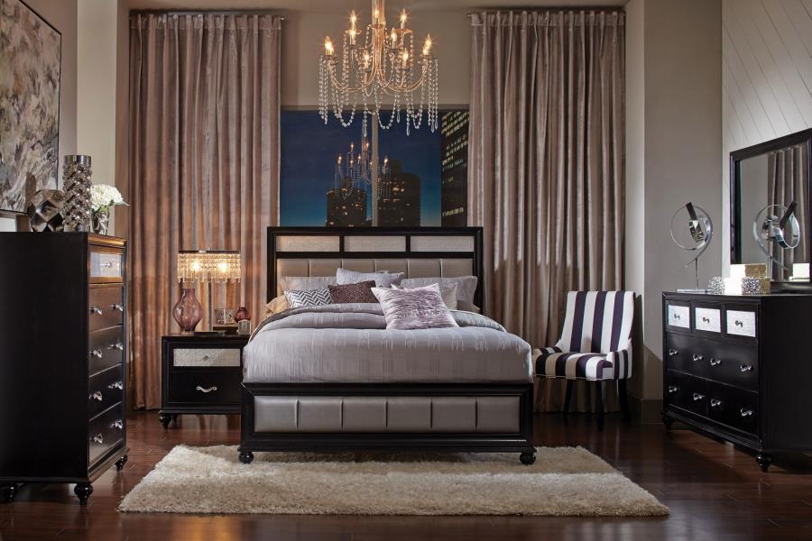 Barzini 4-piece Eastern King Bedroom Set Black (image for) Barzini 4-piece Eastern King Bedroom Set Black