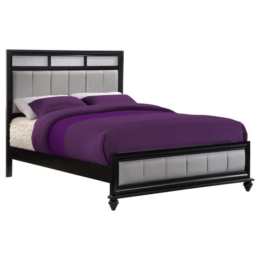 Barzini Wood Eastern King Panel Bed Black (image for) Barzini Wood Eastern King Panel Bed Black